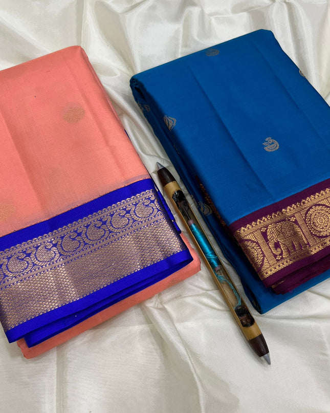 Kanchipuram Pure Silk Saree | Korvai Butta Collection - Rosepetals Luxe