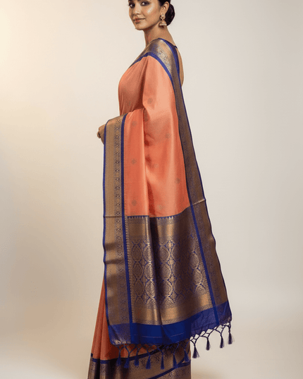 Kanchipuram Pure Silk Saree | Korvai Butta Collection - Rosepetals Luxe