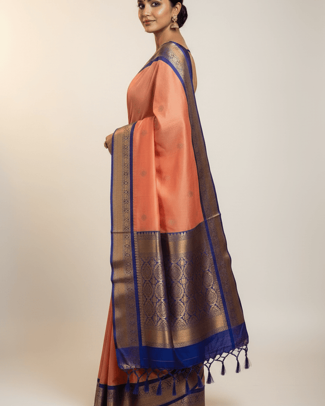 Kanchipuram Pure Silk Saree | Korvai Butta Collection - Rosepetals Luxe