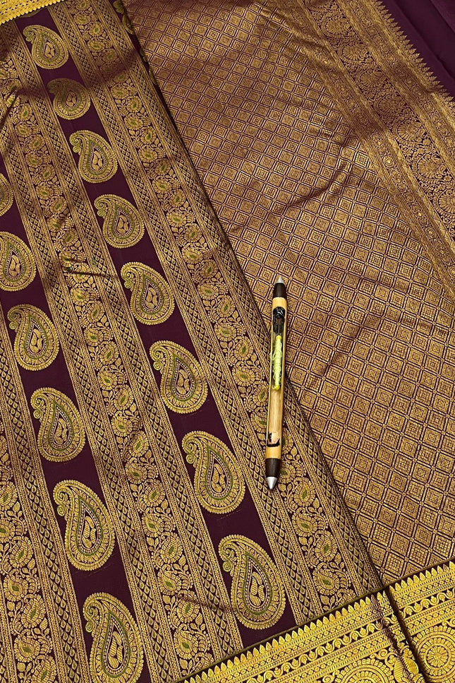 Kanchipuram Pure Silk Saree | Silk Mark Certified | Traditional Zari Weave | Bridal & Wedding Wear - Rosepetals Luxe