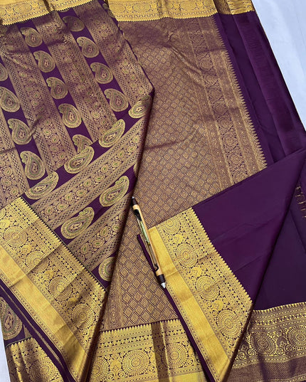 Kanchipuram Pure Silk Saree | Silk Mark Certified | Traditional Zari Weave | Bridal & Wedding Wear - Rosepetals Luxe