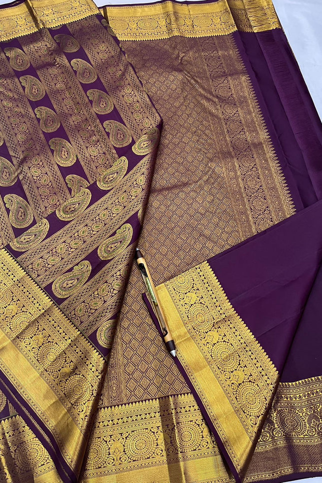Kanchipuram Pure Silk Saree | Silk Mark Certified | Traditional Zari Weave | Bridal & Wedding Wear - Rosepetals Luxe