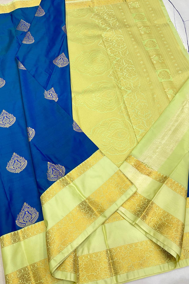 Kanchipuram Pure Silk Saree with Dancing Butta - Rosepetals Luxe