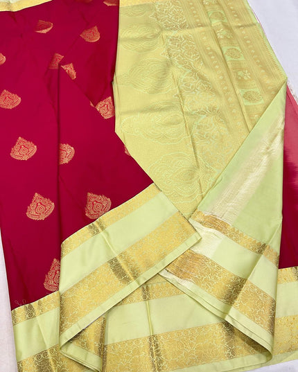 Kanchipuram Pure Silk Saree with Dancing Butta - Rosepetals Luxe