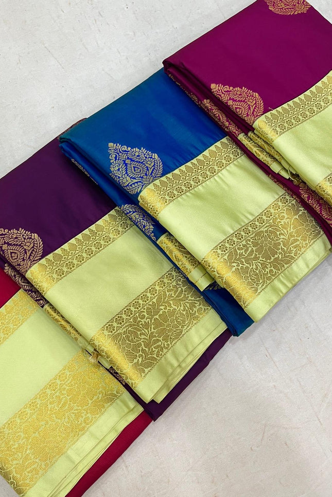 Kanchipuram Pure Silk Saree with Dancing Butta - Rosepetals Luxe