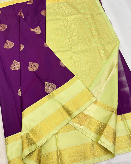 Kanchipuram Pure Silk Saree with Dancing Butta - Rosepetals Luxe
