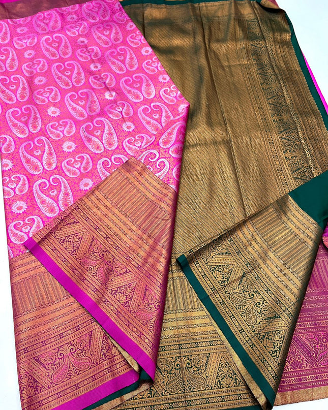 Kanchipuram Semi Silk Kerala Bridal Saree Collection - Rosepetals Luxe