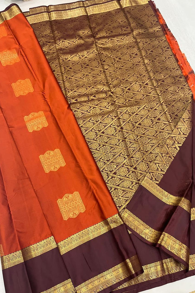 Kanchipuram Semi Silk Saree | Butta Combo Bridal & Festive Saree - Rosepetals Luxe