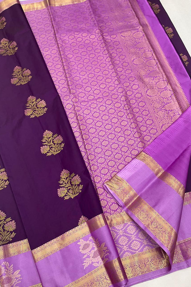 Kanchipuram Semi Silk Saree | Butta Combo Bridal & Festive Saree - Rosepetals Luxe