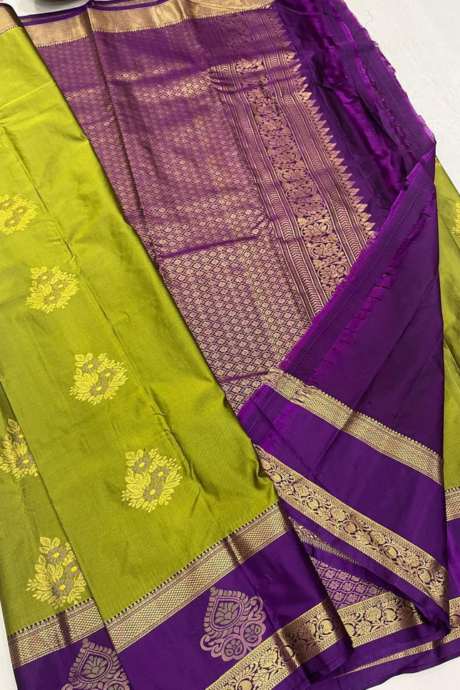 Kanchipuram Semi Silk Saree | Butta Combo Bridal & Festive Saree - Rosepetals Luxe