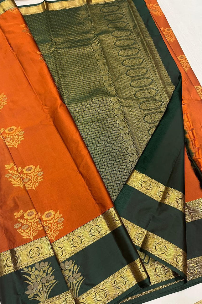 Kanchipuram Semi Silk Saree | Butta Combo Bridal & Festive Saree - Rosepetals Luxe