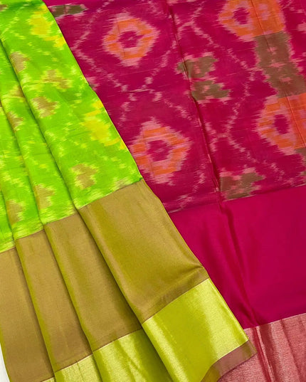 Kanchipuram Semi Silk Saree | Pochampally Contrast Border - Rosepetals Luxe