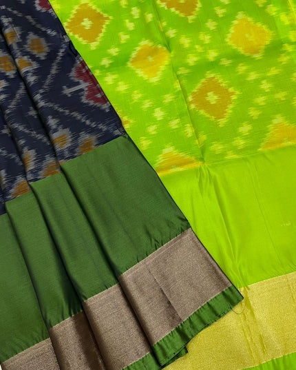 Kanchipuram Semi Silk Saree | Pochampally Contrast Border - Rosepetals Luxe
