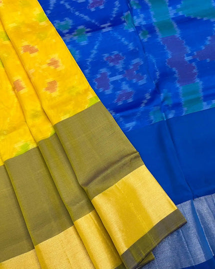 Kanchipuram Semi Silk Saree | Pochampally Contrast Border - Rosepetals Luxe