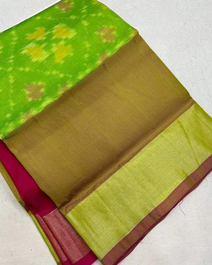 Kanchipuram Semi Silk Saree | Pochampally Contrast Border - Rosepetals Luxe