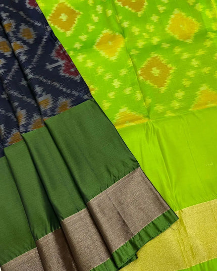 Kanchipuram Semi Silk Saree | Pochampally Contrast Border - Rosepetals Luxe