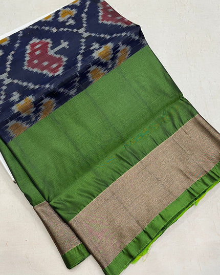 Kanchipuram Semi Silk Saree | Pochampally Contrast Border - Rosepetals Luxe