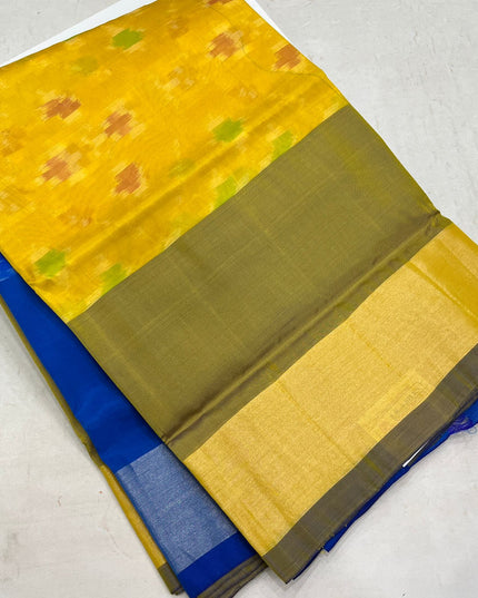Kanchipuram Semi Silk Saree | Pochampally Contrast Border - Rosepetals Luxe