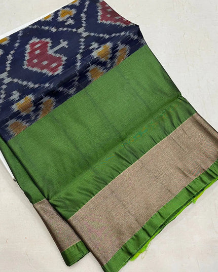 Kanchipuram Semi Silk Saree | Pochampally Contrast Border - Rosepetals Luxe