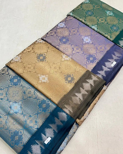 Kanchipuram Semi Tissue Saree | Sheer Zari Shimmer | Festive Luxury Collection - Rosepetals Luxe