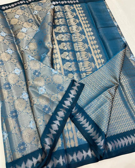 Kanchipuram Semi Tissue Saree | Sheer Zari Shimmer | Festive Luxury Collection - Rosepetals Luxe