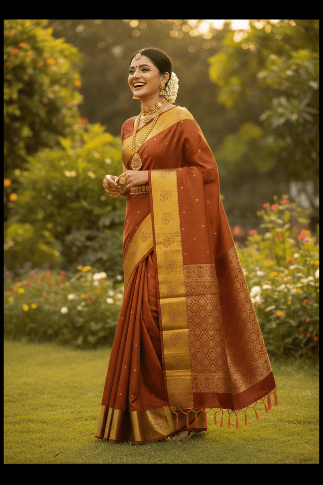 Kanchipuram Silk Saree | Vaira Oosi Handloom | Silk Mark Certified | Bridal & Wedding Wear - Rosepetals Luxe