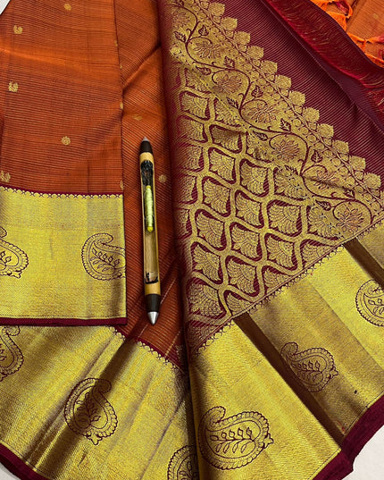 Kanchipuram Silk Saree | Vaira Oosi Handloom | Silk Mark Certified | Bridal & Wedding Wear - Rosepetals Luxe