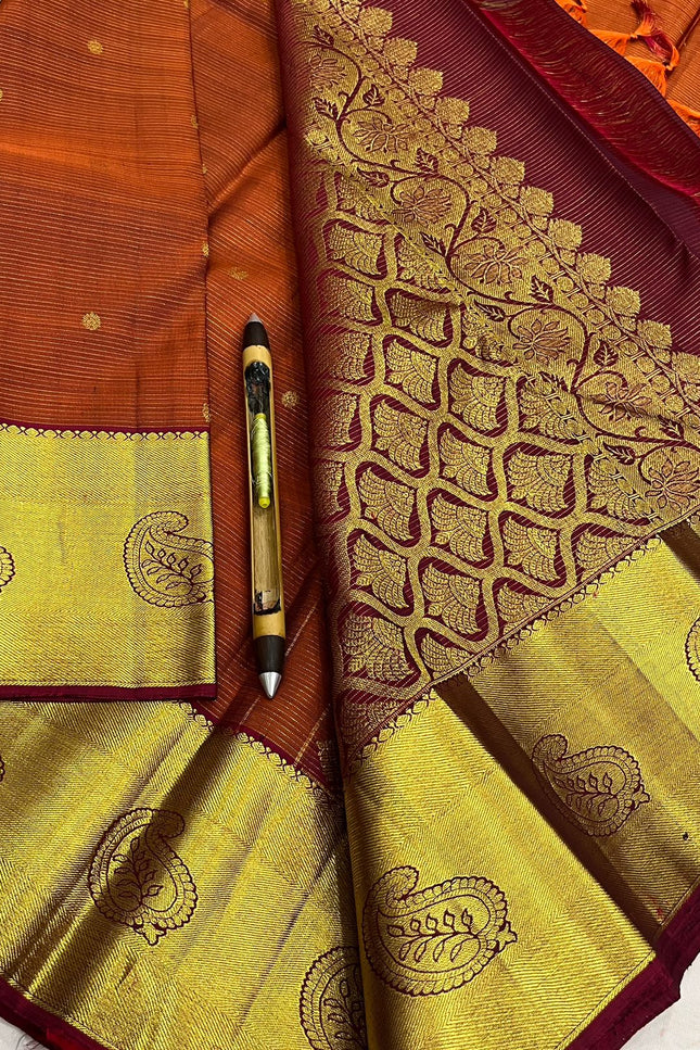 Kanchipuram Silk Saree | Vaira Oosi Handloom | Silk Mark Certified | Bridal & Wedding Wear - Rosepetals Luxe