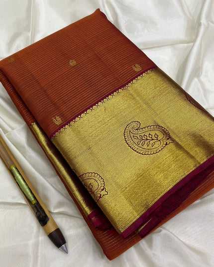 Kanchipuram Silk Saree | Vaira Oosi Handloom | Silk Mark Certified | Bridal & Wedding Wear - Rosepetals Luxe