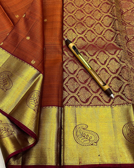 Kanchipuram Silk Saree | Vaira Oosi Handloom | Silk Mark Certified | Bridal & Wedding Wear - Rosepetals Luxe