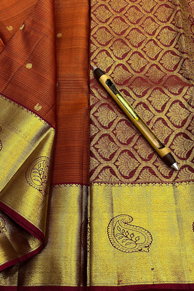 Kanchipuram Silk Saree | Vaira Oosi Handloom | Silk Mark Certified | Bridal & Wedding Wear - Rosepetals Luxe