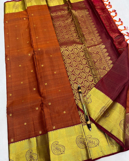 Kanchipuram Silk Saree | Vaira Oosi Handloom | Silk Mark Certified | Bridal & Wedding Wear - Rosepetals Luxe