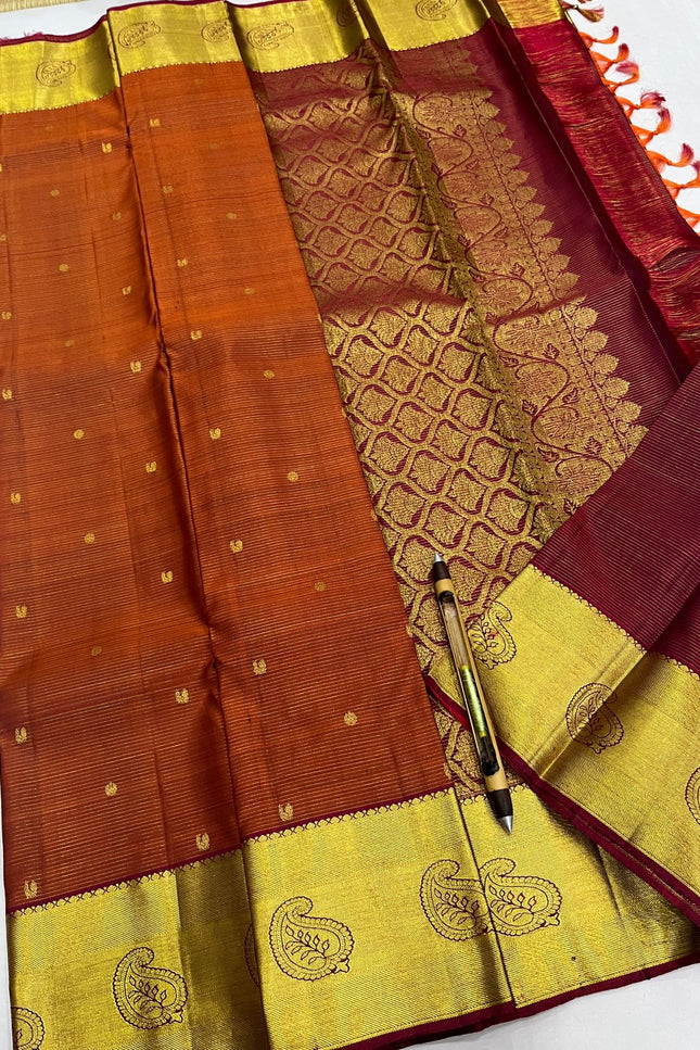 Kanchipuram Silk Saree | Vaira Oosi Handloom | Silk Mark Certified | Bridal & Wedding Wear - Rosepetals Luxe