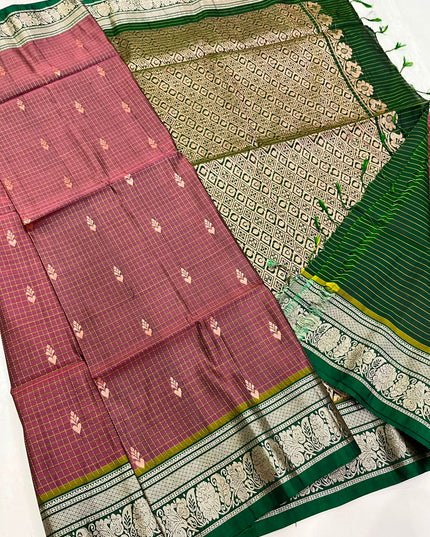 Kanchipuram Soft Silk Saree | Vairavoosi Temple Border | Zari Weave - Rosepetals Luxe