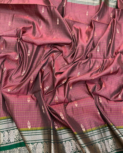Kanchipuram Soft Silk Saree | Vairavoosi Temple Border | Zari Weave - Rosepetals Luxe