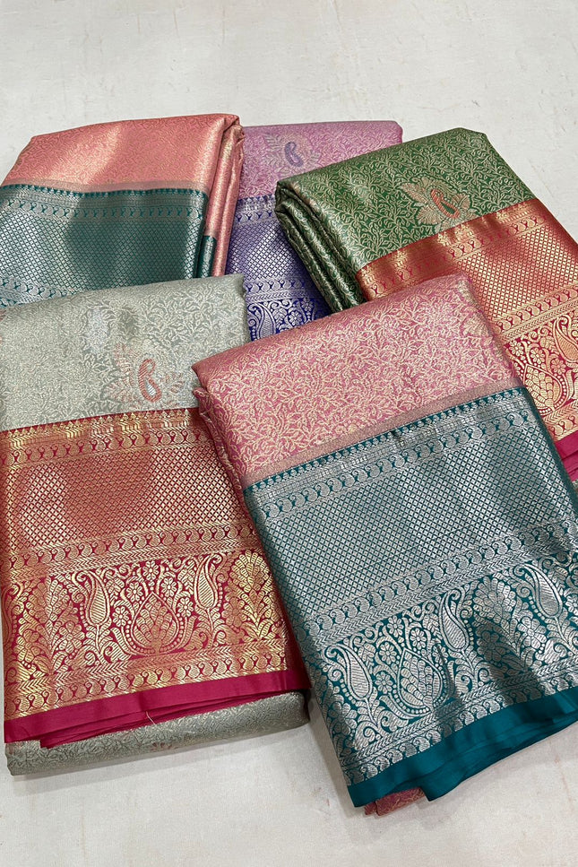 Kanchipuram Tissue Silk Saree | Luxe Silk Colour Collection | Festive & Wedding Wear - Rosepetals Luxe