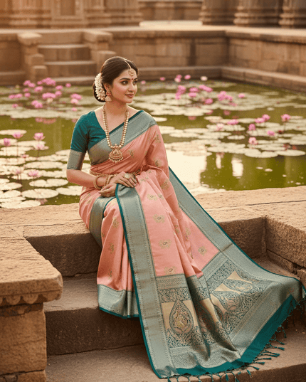 Kanchipuram Tissue Silk Saree | Luxe Silk Colour Collection | Festive & Wedding Wear - Rosepetals Luxe