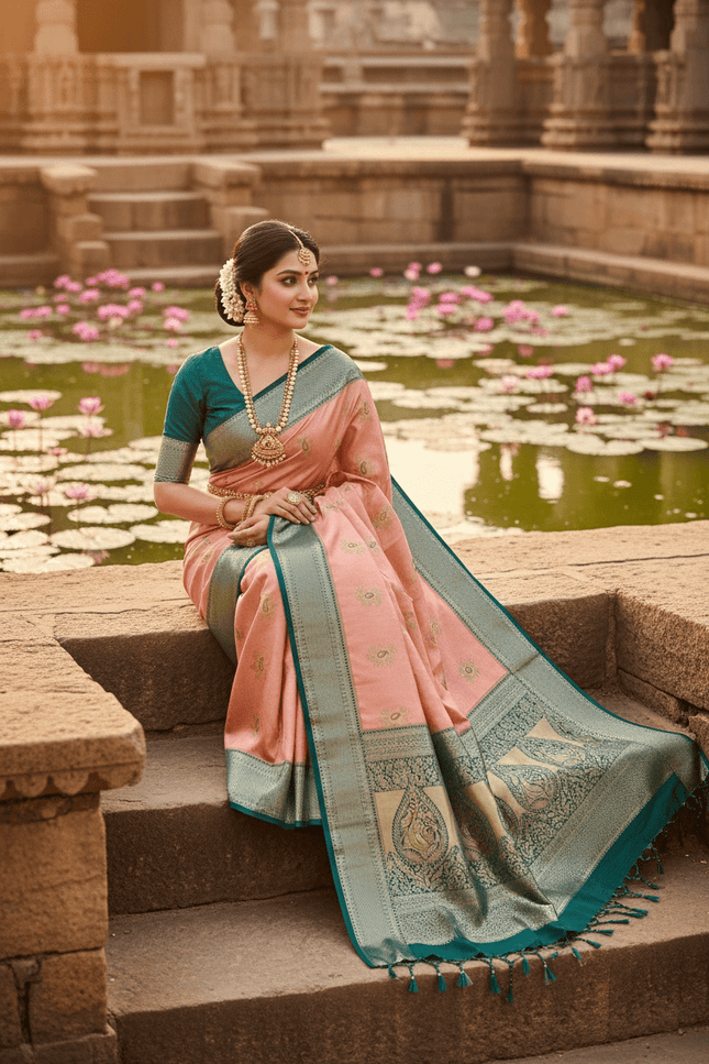 Kanchipuram Tissue Silk Saree | Luxe Silk Colour Collection | Festive & Wedding Wear - Rosepetals Luxe