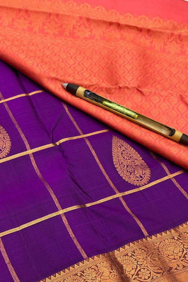 Kanchipuram Vaira Oosi Pure Silk Saree | Handloom | Silk Mark Certified - Rosepetals Luxe