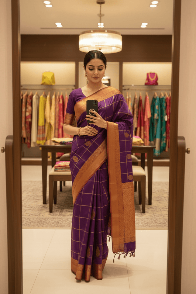 Kanchipuram Vaira Oosi Pure Silk Saree | Handloom | Silk Mark Certified - Rosepetals Luxe