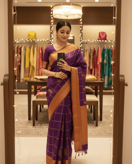 Kanchipuram Vaira Oosi Pure Silk Saree | Handloom | Silk Mark Certified - Rosepetals Luxe