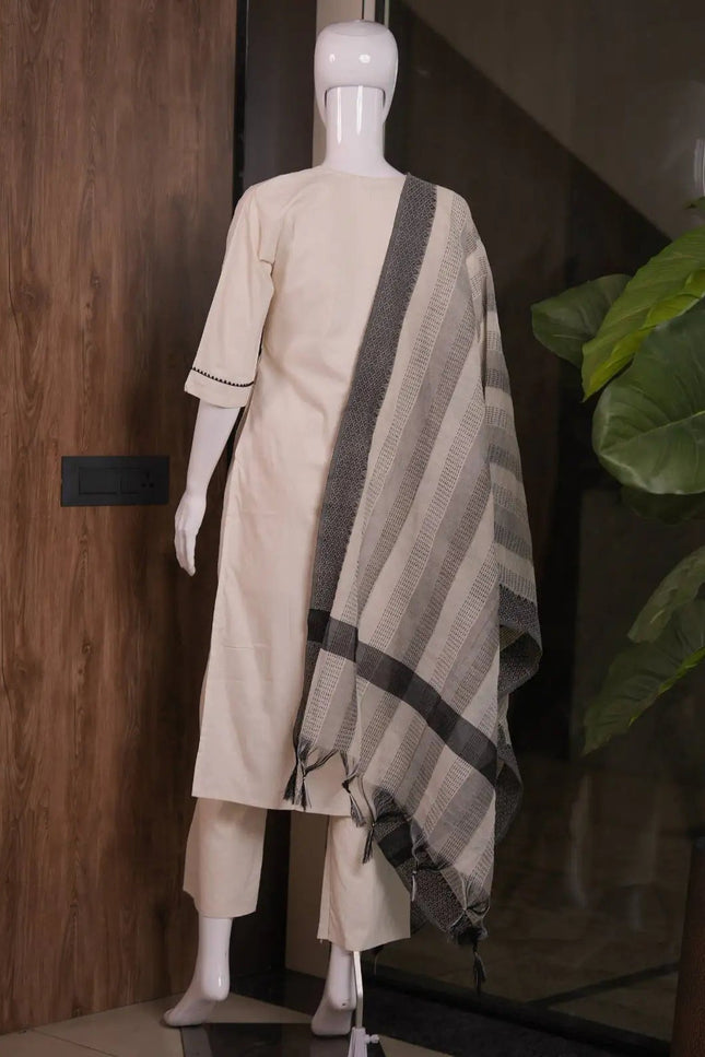 Khadi Cotton Straight Kurti with Palazzo Set | Breathable Ethnic Co-ord - Rosepetals Luxe