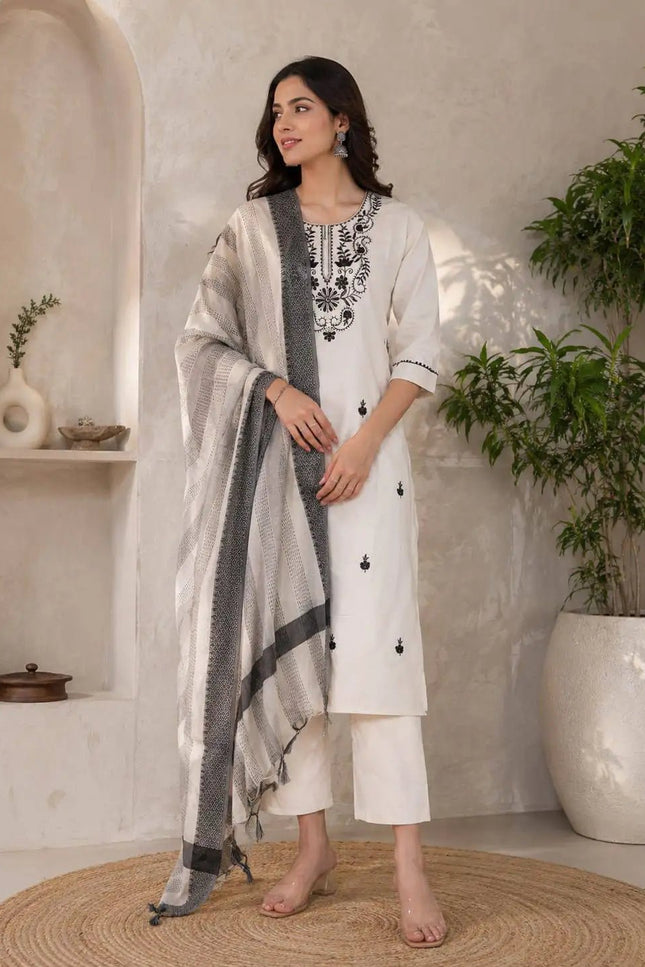 Khadi Cotton Straight Kurti with Palazzo Set | Breathable Ethnic Co-ord - Rosepetals Luxe