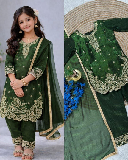 Kids GMY Silk Festive Top Palazzo Dupatta Set (Ramzan & Eid Special) - Rosepetals Luxe