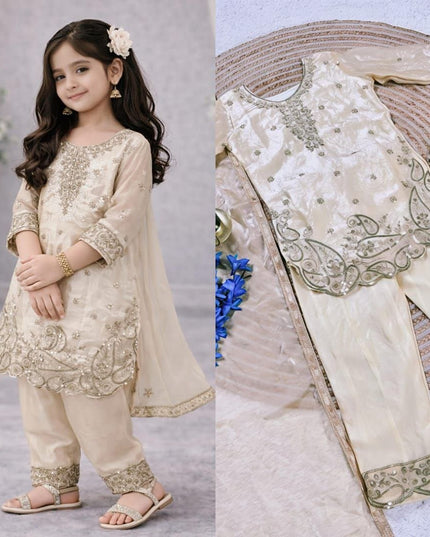 Kids GMY Silk Festive Top Palazzo Dupatta Set (Ramzan & Eid Special) - Rosepetals Luxe