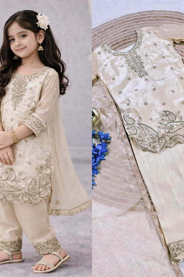 Kids GMY Silk Festive Top Palazzo Dupatta Set (Ramzan & Eid Special) - Rosepetals Luxe