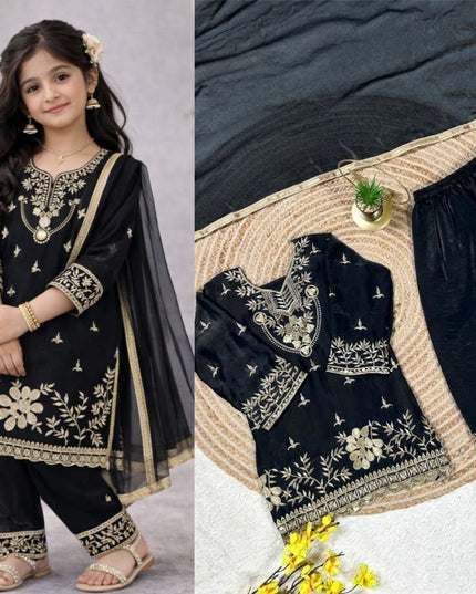 Kids GMY Silk Top Palazzo Dupatta Set – Ramzan & Eid Festive Collection - Rosepetals Luxe