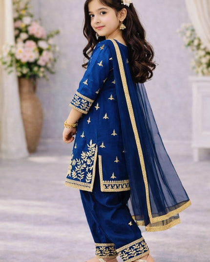 Kids GMY Silk Top Palazzo Dupatta Set – Ramzan & Eid Festive Collection - Rosepetals Luxe