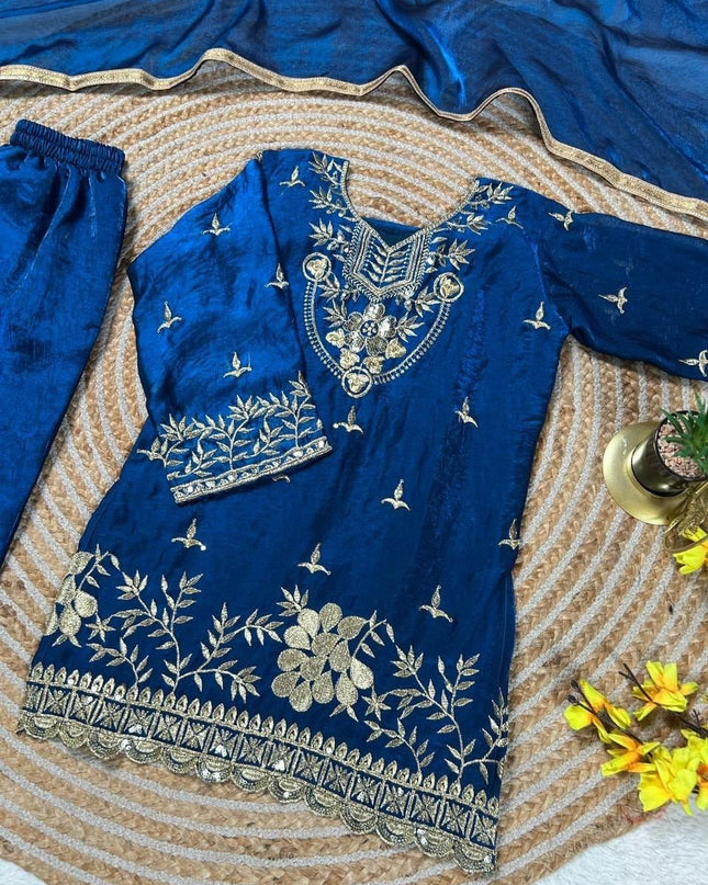 Kids Palazzo Set Ready to Wear | Premium Pure GMY Silk - Fully Stitched - Rosepetals Luxe