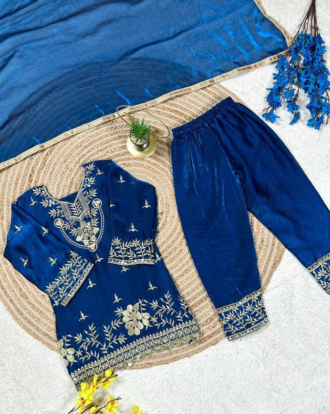 Kids Palazzo Set Ready to Wear | Premium Pure GMY Silk - Fully Stitched - Rosepetals Luxe